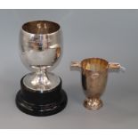 A late Victorian silver presentation trophy goblet, Mappin & Webb, London, 1900 and a modern