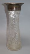 A Webb's rock crystal glass with a silver mount height 35cm