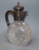 A late Victorian Scottish silver mounted cut glass claret jug, Robert Sawers, Edinburgh, 1894, 23.