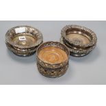 Six Victorian silver-plated wine coasters