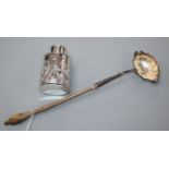 A George II silver toddy ladle by David Hennell I, London, 1749 and a late Victorian silver tea