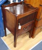 A George III mahogany tray top tambour front commode W.50cm