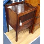 A George III mahogany tray top tambour front commode W.50cm