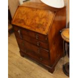 An early 20th century George II design banded walnut bureau W.76cm