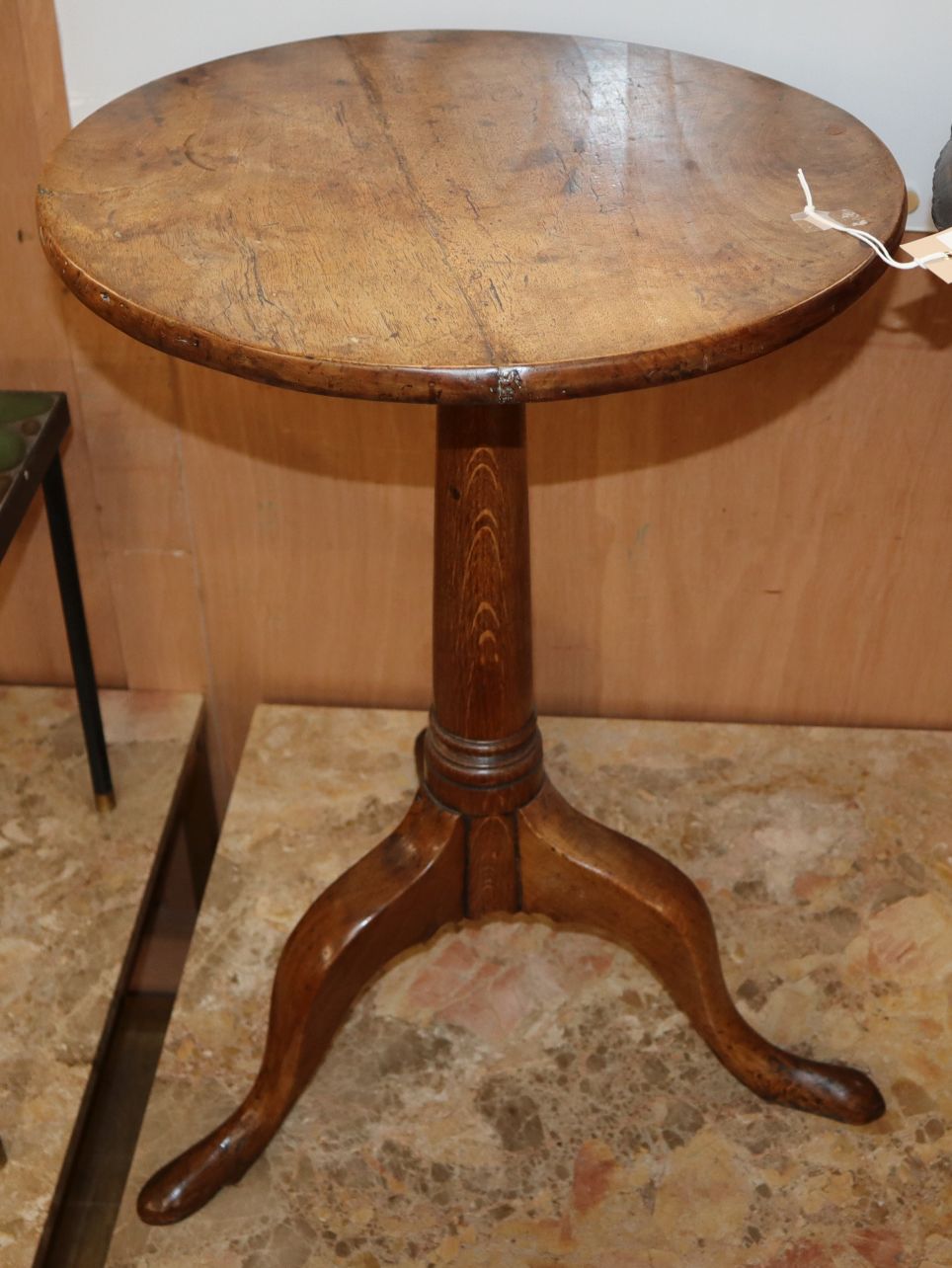 A George III provincial fruitwood wine table Diameter 44cm