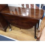 A Georgian mahogany circular drop-flap pad foot dining table W.106cm