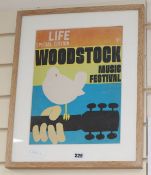 A Life Special Edition, Woodstock Music Festival poster, framed 34 x 26cm