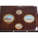 A set of four Indian oval miniatures on ivory, including The Red Fort, framed together