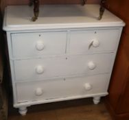 A small Victorian painted pine chest of drawers W.83cm