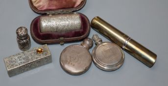 Small silver including a cased late Victorian silver scent bottle by Sampson Mordan & Co, London,