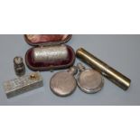 Small silver including a cased late Victorian silver scent bottle by Sampson Mordan & Co, London,