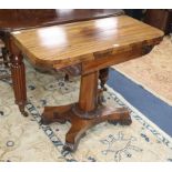 A William IV rosewood folding card table W.91cm