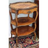 A late 19th century French marquetry etagere H.82cm