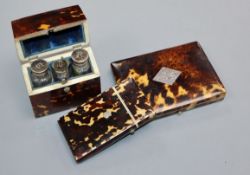 Two tortoiseshell card cases and a tortoiseshell scent bottle box.