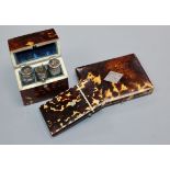 Two tortoiseshell card cases and a tortoiseshell scent bottle box.