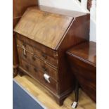 A George III walnut bureau W.92cm