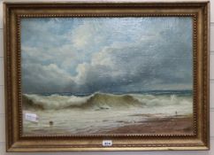 T* Moore, Coastal scene, signed, oil on board, 40.5 x 59.5cm