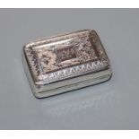 A George III silver rectangular vinaigrette, T. Simpson & Son, Birmingham, 1813, 39mm.