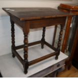 An early 18th century French oak side table with drawer W.73cm