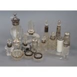 Seventeen assorted late Victorian and later, silver or white metal mounted mainly glass scent