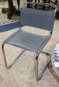 A pair of Italian chrome and grey leather cantilever chairs