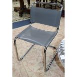 A pair of Italian chrome and grey leather cantilever chairs