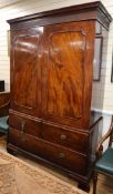 A George III mahogany linen press W.130cm