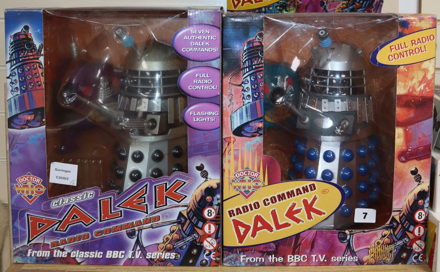 Doctor Who - Product Enterprise - two radio command Daleks; based on the classic TV series, 2002 &