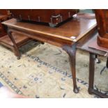 A George II style walnut centre table on carved cabriole legs and pad feet L.150cm