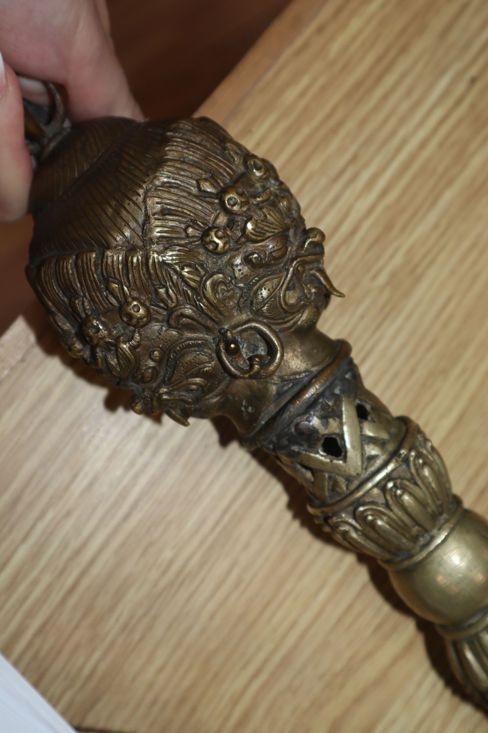 A Tibetan bronze phurba length 46cm - Image 7 of 7