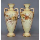 A pair of 19th century royal Worcester blush vases, c.1760 height 38cm