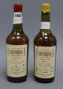 One bottle of Calvados Hors d'Age 45% Bernard Legent and one Calvados Hors d'Age 44% Bernard Legent