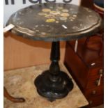 A Victorian oval papier mache tilt top table W.64cm