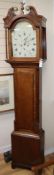 An early 19th century oak 8-day longcase clock marked Burns Melrose H.210cm