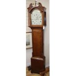 An early 19th century oak 8-day longcase clock marked Burns Melrose H.210cm