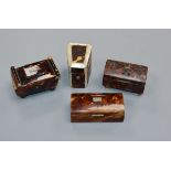 Four assorted tortoiseshell boxes