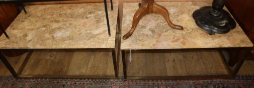 A pair of marble top coffee tables W.101cm