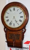 An American inlaid walnut drop dial wall clock