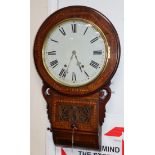 An American inlaid walnut drop dial wall clock