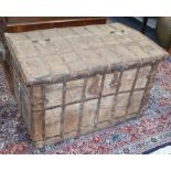 A ship's ironbound teak trunk W.93cm