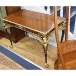 An 18th century style parcel gilt rectangular walnut centre table W.105cm