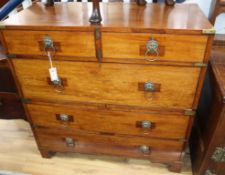 A Victorian campaign chest of five drawers W.99cm