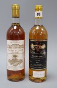 One bottle of Chateau Filhot, Sauternes, 1990 and one Chateau Voigny, Sauternes, 2000