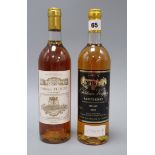 One bottle of Chateau Filhot, Sauternes, 1990 and one Chateau Voigny, Sauternes, 2000