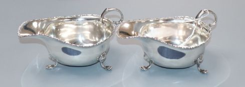 A pair of Edwardian silver sauceboats, Chester, 1906, 8 oz.