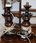 A pair of Japanese champleve lamps