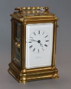 A French brass carriage clock by Ellis of Exeter and Paris, No. 905, lower platform escapement