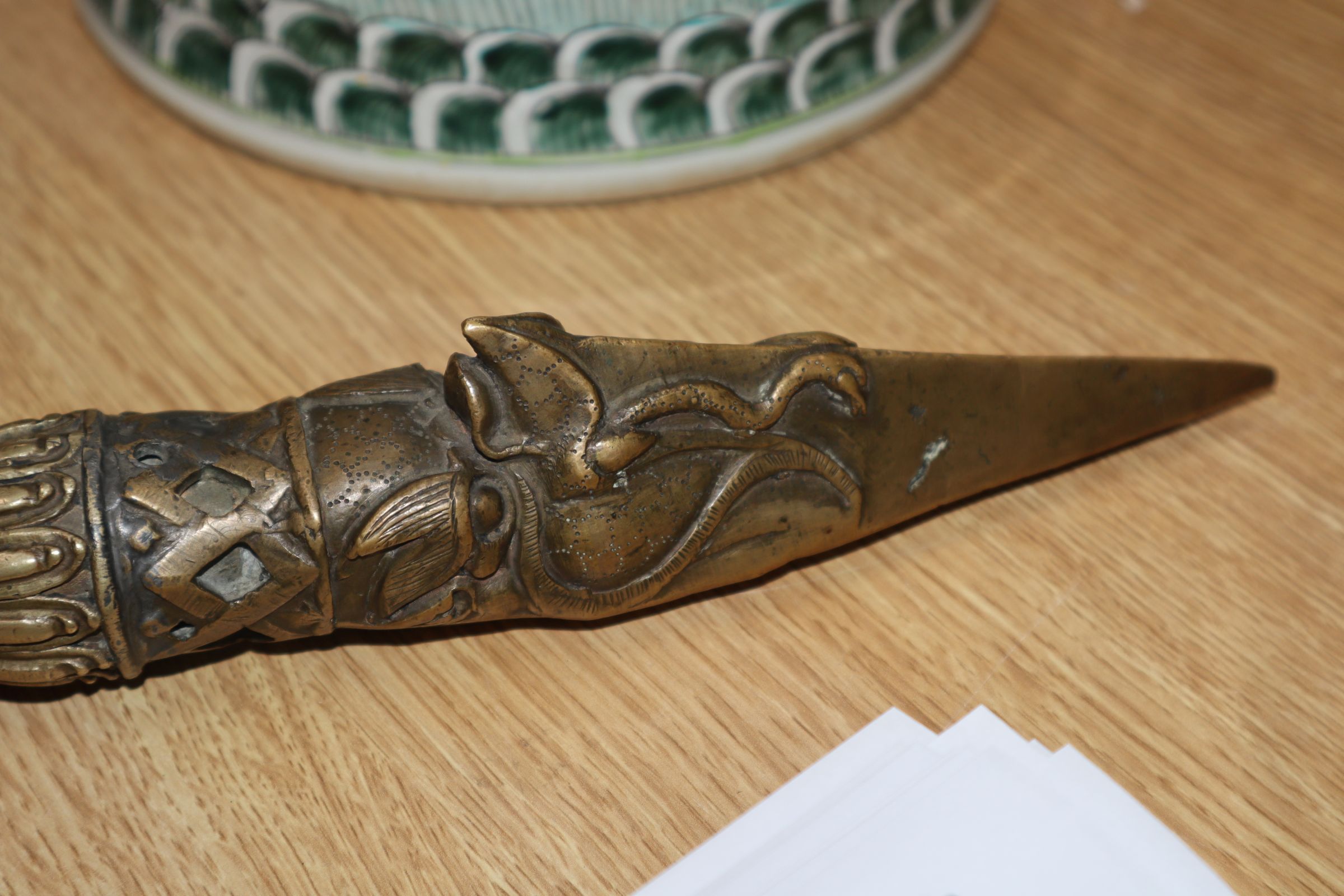 A Tibetan bronze phurba length 46cm - Image 4 of 7