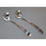 A pair of George III Scottish silver Old English pattern cream ladles, by John Zeigler, Edinburgh,