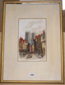 Wilfred Jenkins, watercolour, Petergate, York, signed, 29 x 18cm